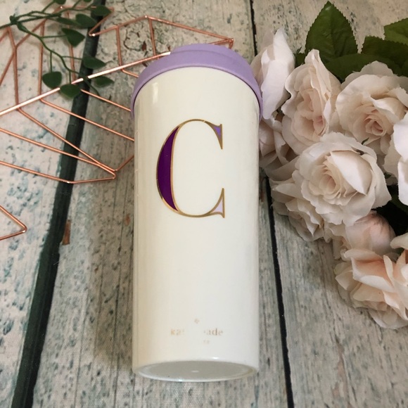 Kate spade C monogram tumbler travel mug purple